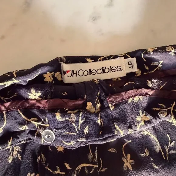 Vintage Navy & Cream Floral Midi Skirt - Picture 6 of 7